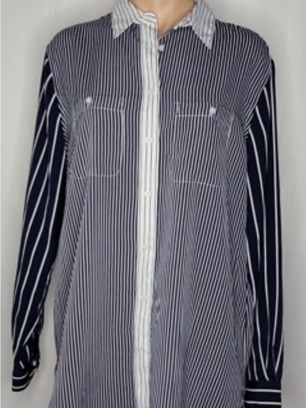 Ralph Lauren Navy and White Striped Button-Down Shirt - Picture 5 of 5